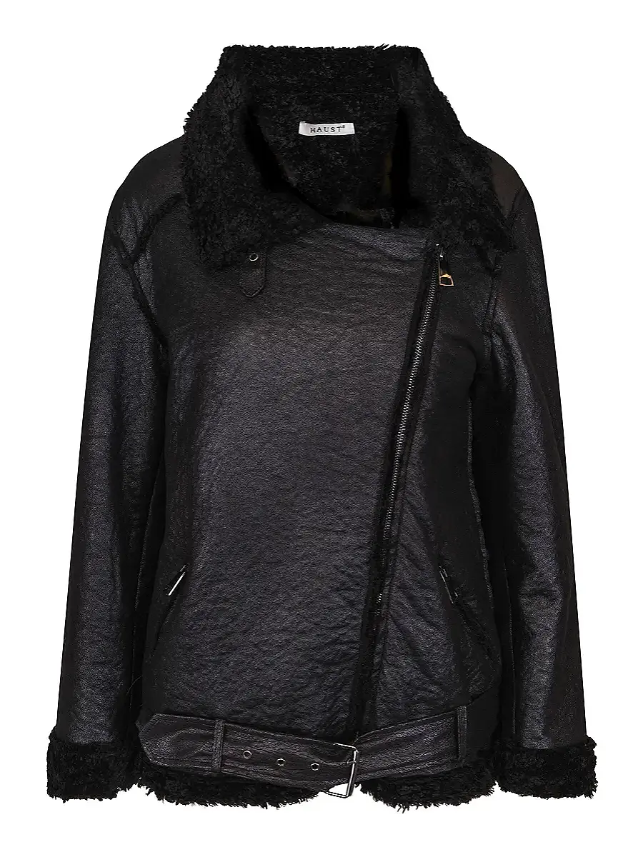 Biker faux-fur jacket